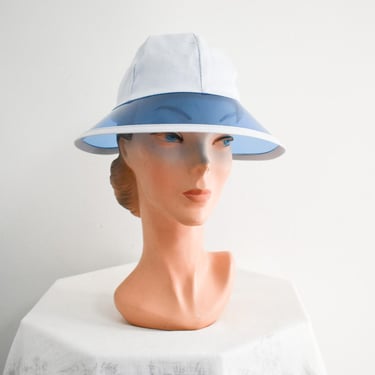 1960s Blue Vinyl Visor and Canvas Sun Hat 