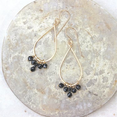 Isla Earrings -  14k Gold-Fill + Black Spinel