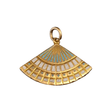 Vintage 14k Enamel Fan Charm