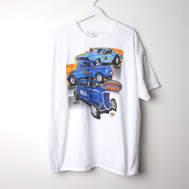 vintage CAR SHOW nascar "Legends of the Past" y2k OVERSIZE 2xl white racing t-shirt -- men's size X.X.L. 