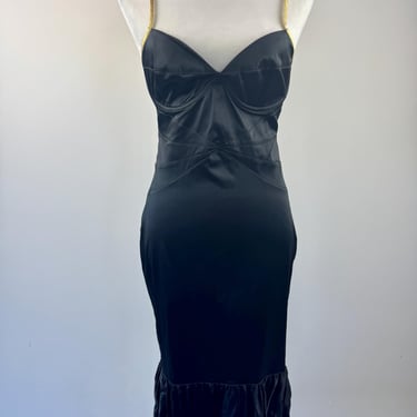 Early 2000s Just Cavalli Black Satin Slip Dress 