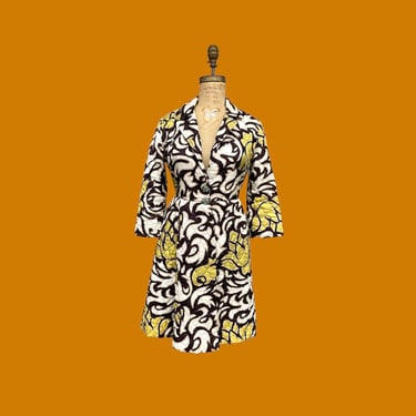 Vintage Jacket Retro 1960s Designed by Norman + For At Home Wear + Quilted + Robe + Printed + Quilt Coat +  Womens Apparel 