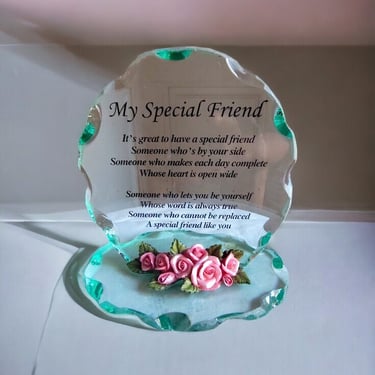 Inspirational Etched Glass Desktop Plaque Customized glass desktop plaque to cherish friendship Friendship Quote Etched glass desktop plaque 