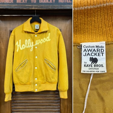 Vintage 1970’s “Hollywood” Varsity Athletic Appliqué Wool Jacket, 70’s Letterman Jacket, Vintage Clothing 