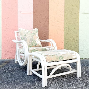 Island Whimsy Rattan Lounge Chair and Ottoman