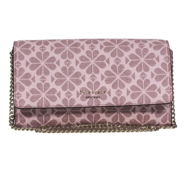 Kate Spade - Blush Pink Spade Print Fold Over Wallet Crossbody Bag