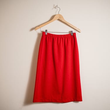 Vintage 1980s Fire Engine Red Elastic Waist Skirt Size Small Medium 