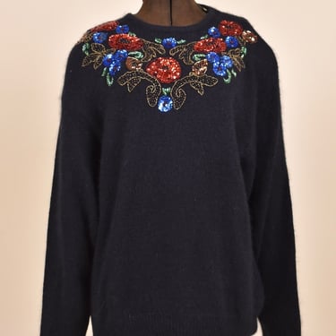 80s Angora &amp; Silk Sequin Sweater By Karen Scott, 2x
