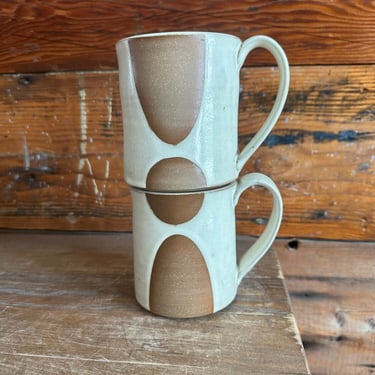 Best Friend Mug Set - White on Brown Geometrics 