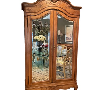 Vintage Large Mirror Front Armoire Wardrobe Cabinet NJ220-26