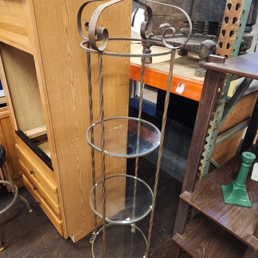 Wrought Iron Stand with Glass Shelves 17W x 73H