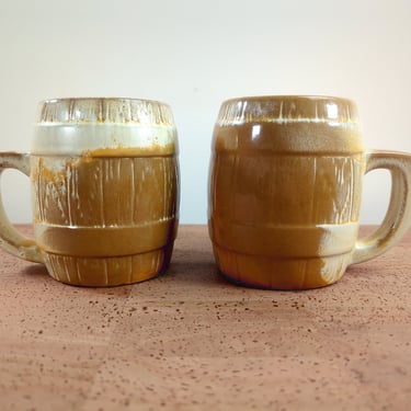 Frankoma (2) Barrel Mugs | Desert Gold | OK Oklahoma USA 
