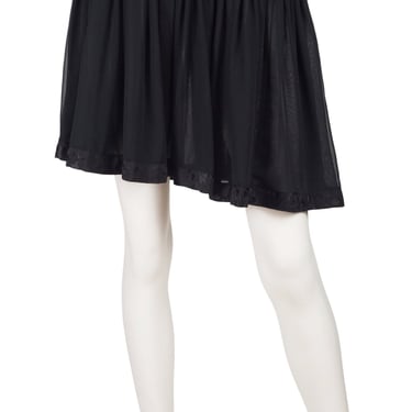 Wayne Clark 1980s Vintage Black Silk & Chiffon High-Waisted Mini Skirt Sz XS 