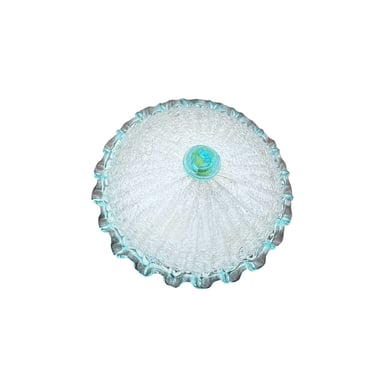 Mid Century Clear and Light Blue Murano Glass Flush Mount Ceiling Light, Italy, 1970s