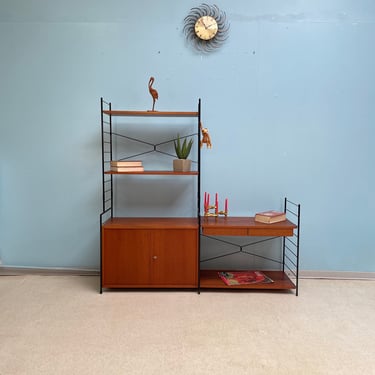 Mid century shelving system, teak bookcase by WHB Germany 1950s 