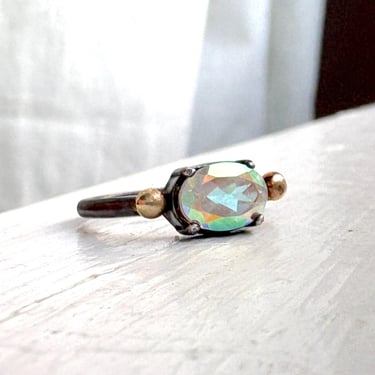 Prism Disco Topaz Ring in sterling silver with 14k gold pebbles 