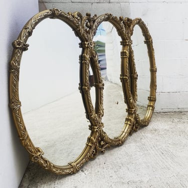Triptych Hollywood Regency Gold Mirror
