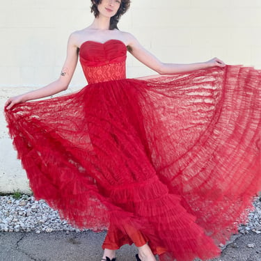 1950's Lady In Red Valentines Prom Dress