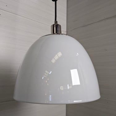Mid Century Modern Sunburst White Milk Glass Pendant Light 12.25 x 12