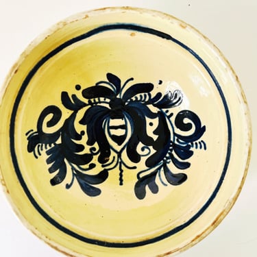 Vintage Czech Folk Art Pottery Bowl Il