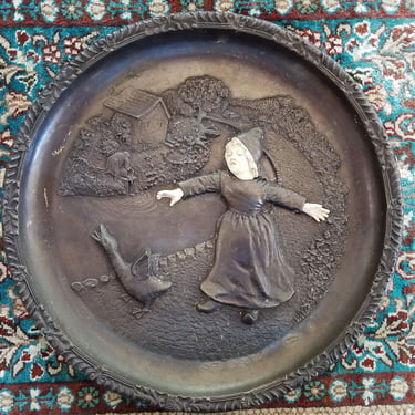 Collectors Plate Uncertain Beginning~1979 Brader First Edition Plate~French Bronze Alloy~Incolay Ivory~Artist James Roberts~JewelsandMetals 