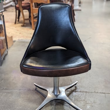 Vintage 1960s Leather Swivel Chair