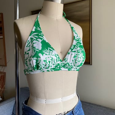 Vintage 70's Floral Bikini Top, Triangle Style 