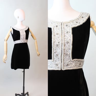 1960s JACK BRYAN velvet gem ENCRUSTED dress xs | new fall 