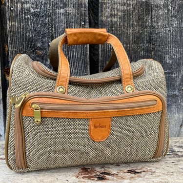 Vintage Hartmann Tweed Luggage -- Vintage Hartmann Bag -- Hartmann Luggage -- Tweed Bag-- Overnight Bag -- Vintage Overnight Bag -- Hartmann 