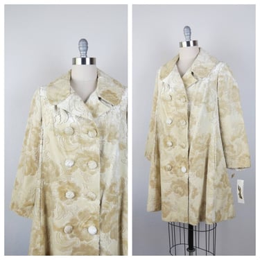 Vintage 1960s brocade coat, jacket, duster, mod, swing, deadstock, nwt 