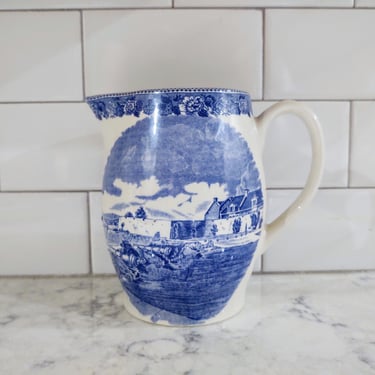 Vintage Delft Pitcher Old English Staffordshire Ware Lake Champlain New York 1755-1758 Kitchen Décor Home Décor 