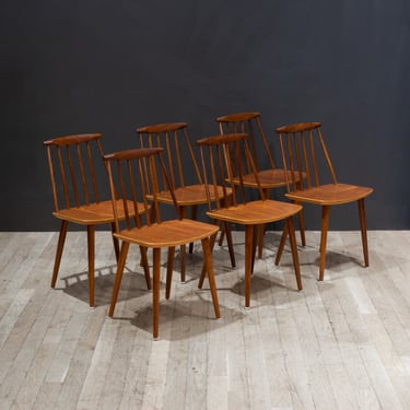 Mid-century Folke Palsson Model J77 &quot;Farmhouse&quot; Teak Dining Chairs c.1960