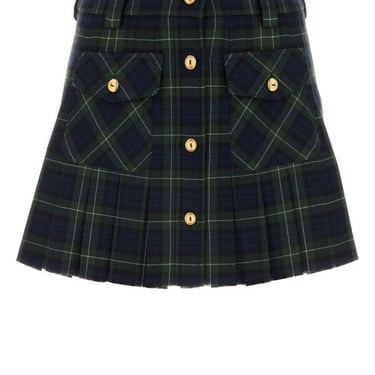 Miu Miu Women Embroidered Wool Mini Skirt