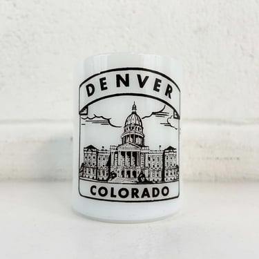 Vintage Denver Mug 1960s Colorado Federal Milk Glass Coffee Cup Souvenir Tea Gift Travel 60s 