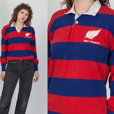 Vintage Canterbury Of New Zealand All Blacks Rugby Shirt - Men's Medium | 80s 90s Fern Logo Red Navy Blue Collared Athletic Top 
