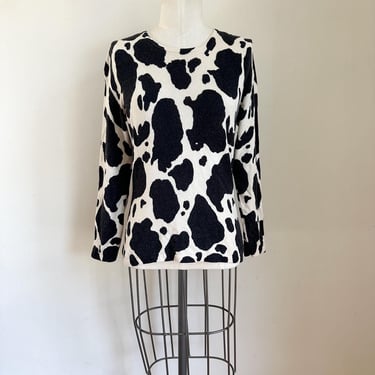 Vintage 2000s Cashmere Cow Print Sweater / S 