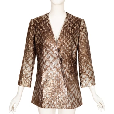 Ogilvy's 1960s Vintage Silver & Copper Tinsel Evening Jacket Sz S 