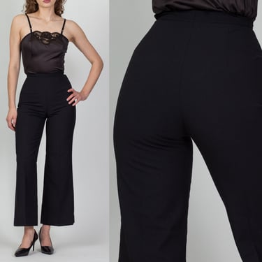 70s Black Flared Side Zip Pants - Extra Small, 23.5