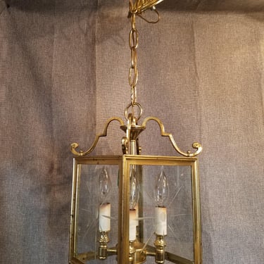 Vintage Lightolier Brass 4 Bulb Lantern Pendant Light H29 x W8 x D8