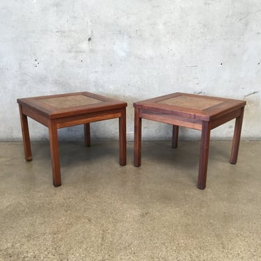 Set of Mid Century Tile Top End Tables by Brown Saltman