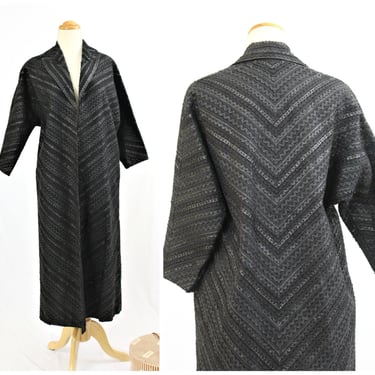 Vintage 40s 1950s Crazy Amazing Black SOLID LACE Swing Evening Chevron Clutch Coat Jacket // One Size Fits Most 