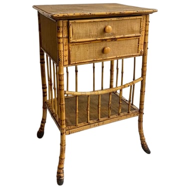 English Aesthetic Movement Bamboo Two-Drawer Side Table