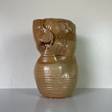 Vintage Brutalist  Abstract Sculptural Art Pottery Vase 