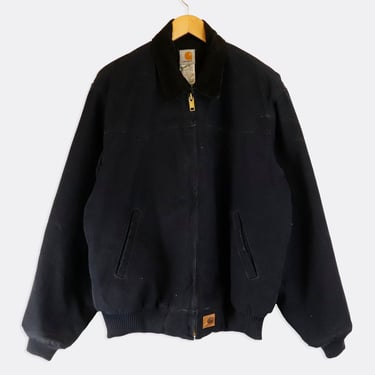 Vintage 2005 Carhartt Full Zip Up Black Corduroy Collared Jacket Sz L