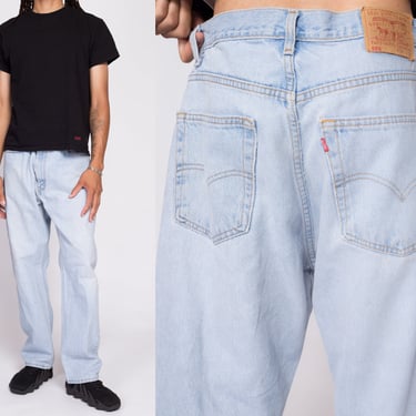 90s Levi's 505 Light Wash Jeans - 38x30 | Vintage Regular Fit Straight Leg Denim Dad Jeans 