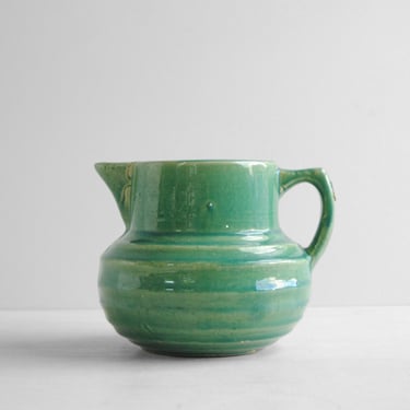Vintage McCoy Green Ceramic Pitcher, Vintage Pottery Pitcher 121 