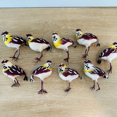 Vintage Cotton Spun Dexter's Birds Christmas Ornaments - Yellow Throated Warbler - Dexter Birds - Lee Wards - Lot of 9 