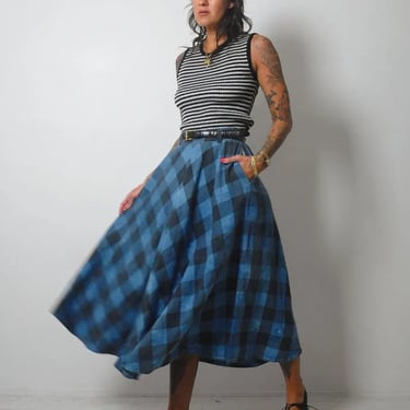 1980's Plaid Linen Pocket Skirt