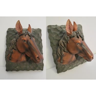 Vintage 3D Horse Head Wall Hanging MCM 60s 70s Plaque Art Decor 