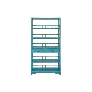 Turquoise Fountain Blue 5 Shelves 2 Drawers Bookcase Display Cabinet cs7829E 